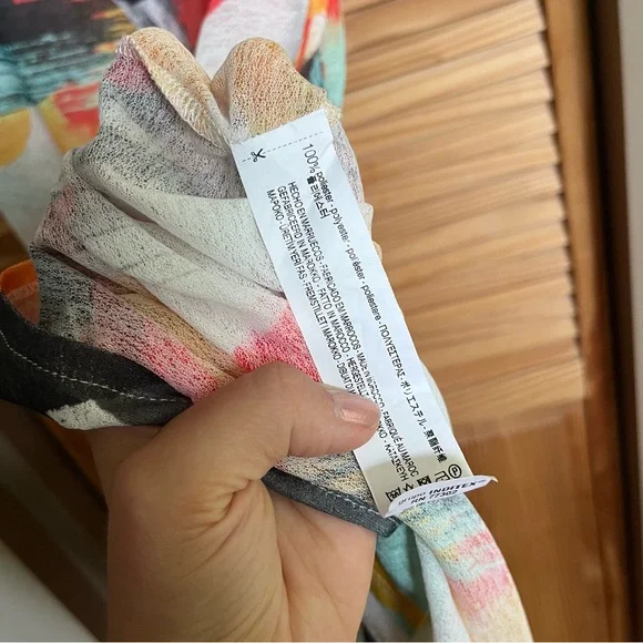 Zara Multicolor Abstract Print Women's Dress size Large Sheer - Picture 6 of 10